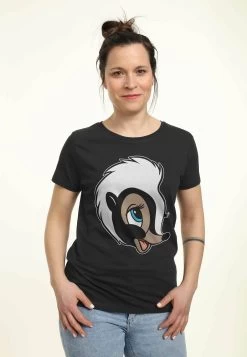 Disney Bambi Flower Big Face - T-Shirt Print - Black