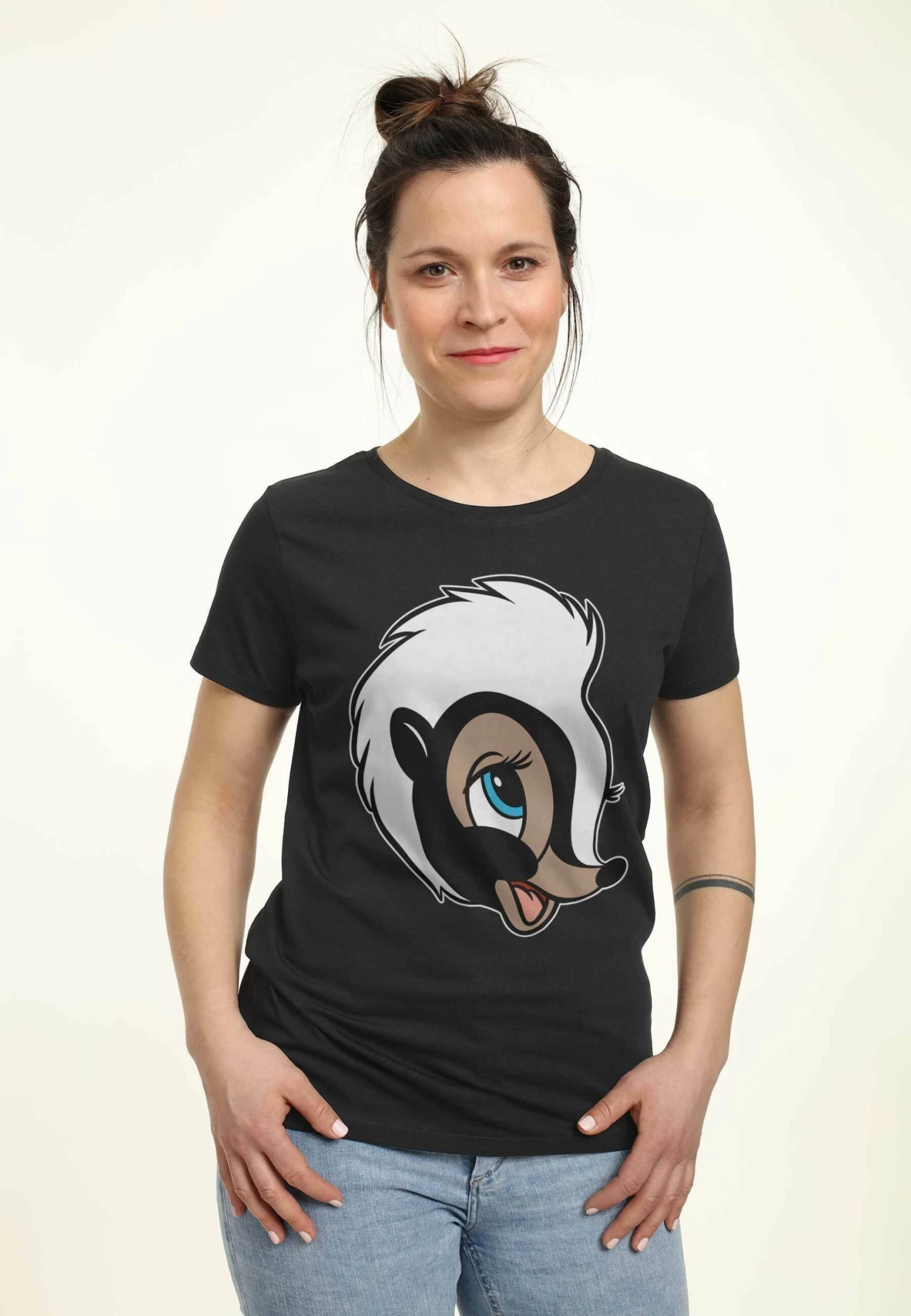 Disney Bambi Flower Big Face - T-Shirt Print - Black 1 Disney Bambi Flower Big Face - T-Shirt Print - Black