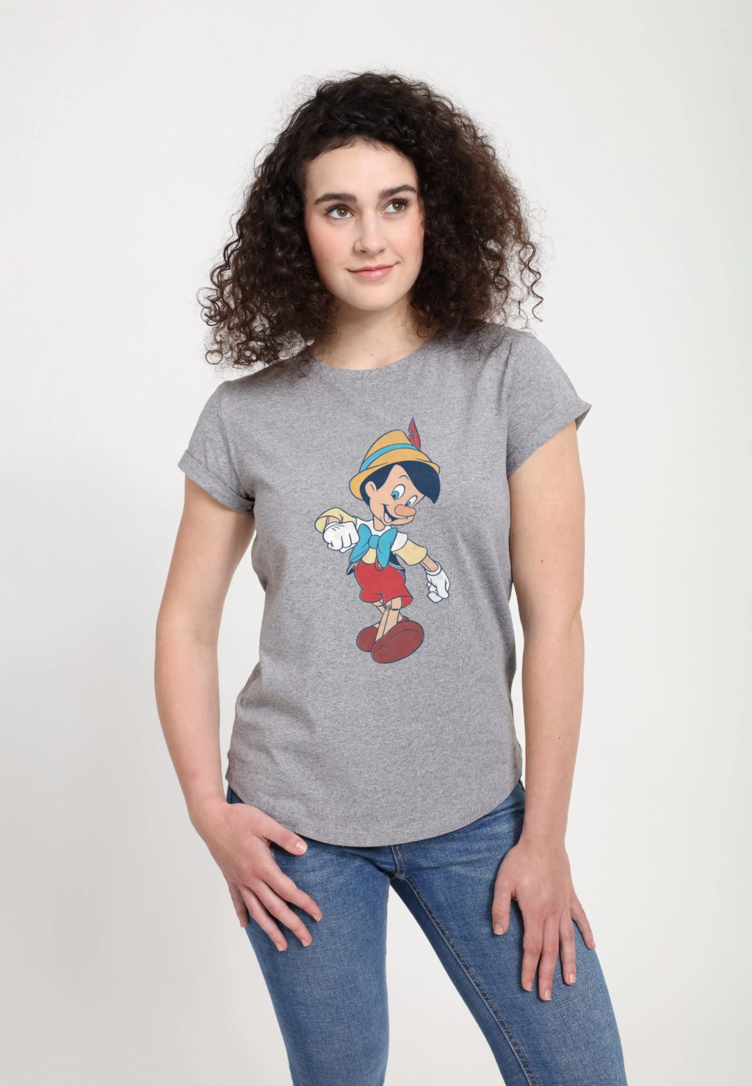 Disney Pinocchio Vintage Pinocchio - T-Shirt Print - Melange Grey 1 Disney Pinocchio Vintage Pinocchio - T-Shirt Print - Melange Grey