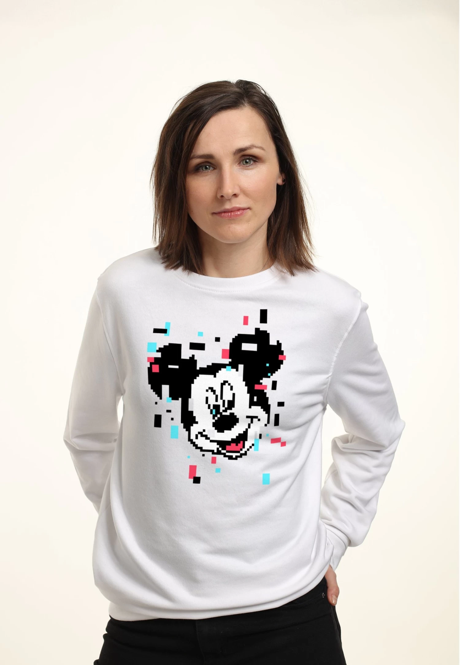Disney Mickey Mouse Pixel Mickey - Sweater - White 1 Disney Mickey Mouse Pixel Mickey - Sweater - White