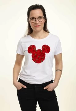 Disney Mickey Classic Mickey Mouse Roses - T-Shirt Print - White
