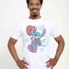 Disney Lilo & Stitch Heart Pizza Unisex - T-Shirt Print - White