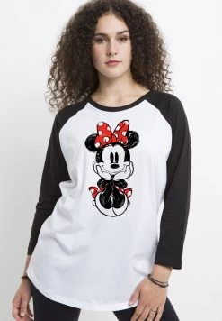 Disney Mickey And Friends Sitting Minnie Sketch - Longsleeve - White/Black