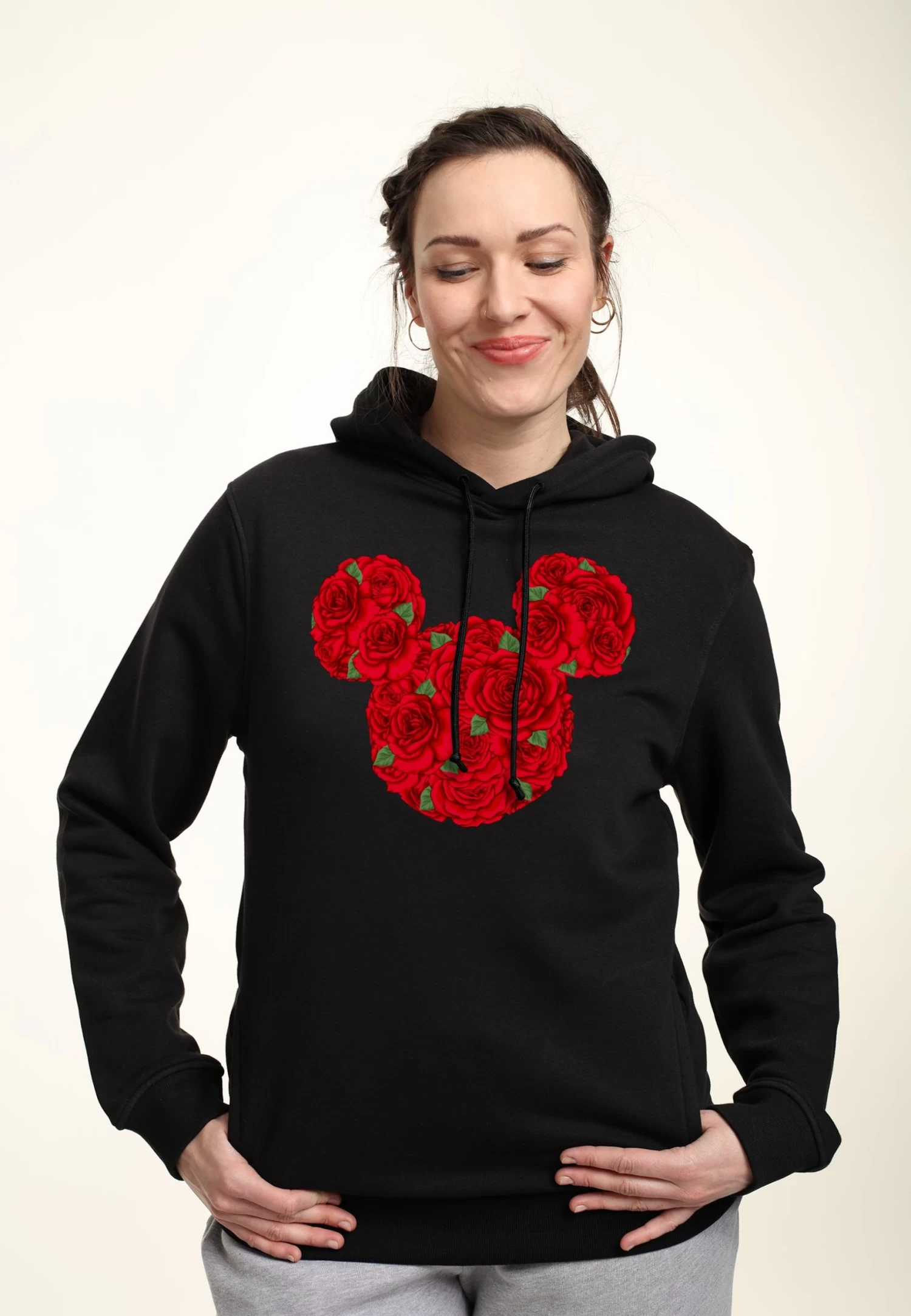 Disney Mickey Classic Mickey Mouse Roses - Hoodie - Black 3 Disney Mickey Classic Mickey Mouse Roses - Hoodie - Black - Afbeelding 3