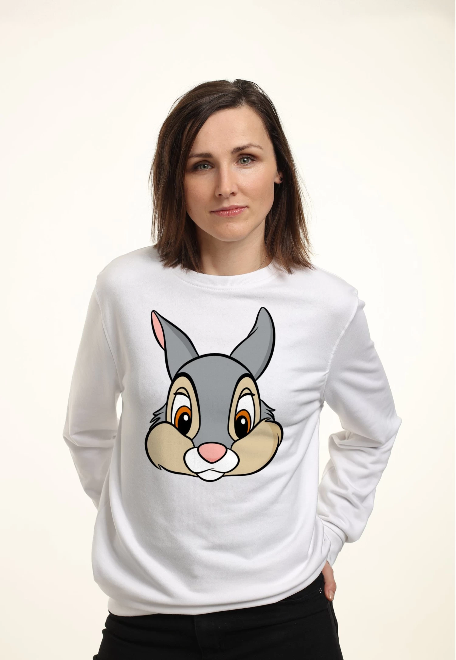 Disney Bambi Thumper Big Face - Sweater - White 1 Disney Bambi Thumper Big Face - Sweater - White