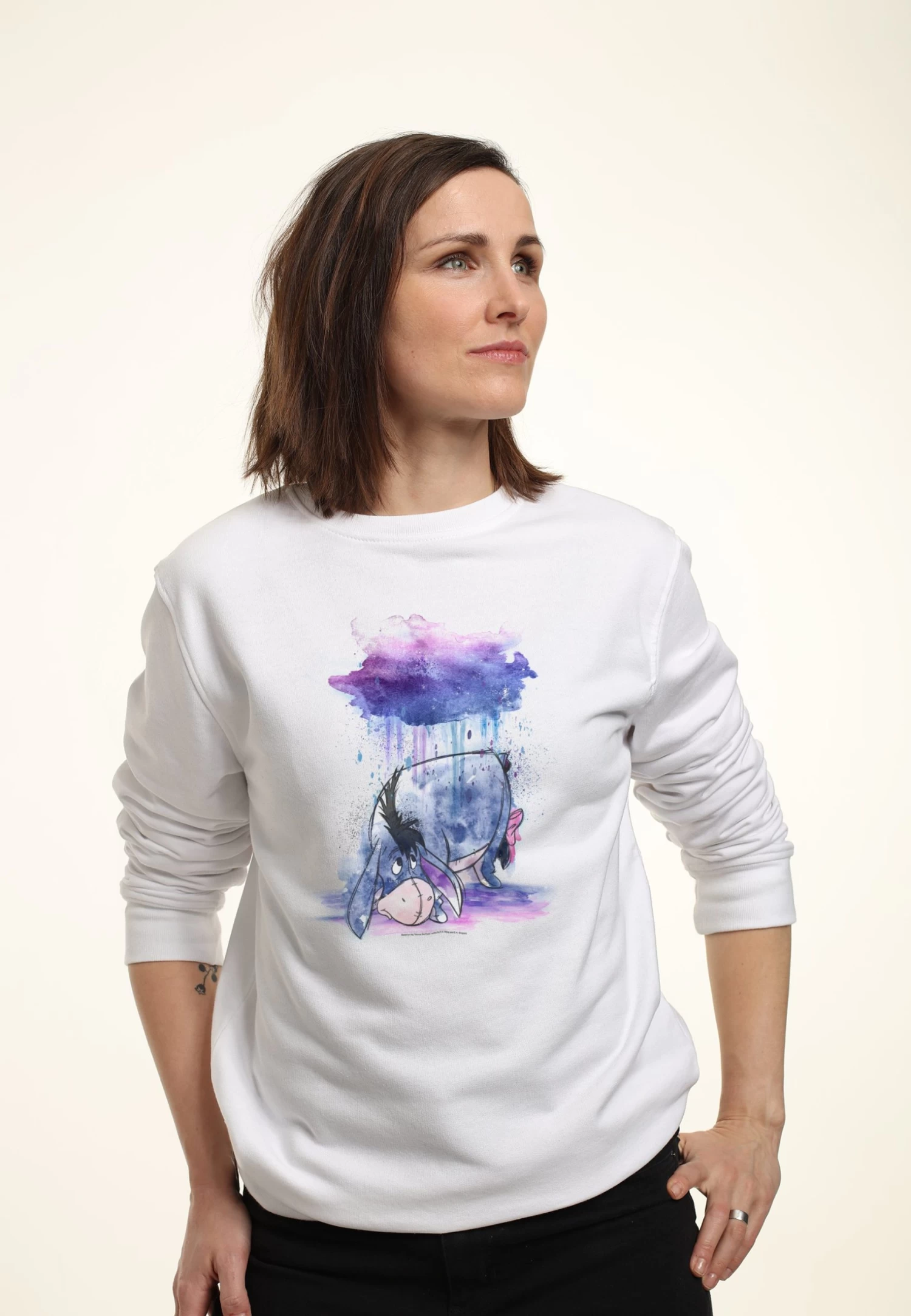 Disney Winnie The Pooh Watercolor Eeyore - Sweater - White 1 Disney Winnie The Pooh Watercolor Eeyore - Sweater - White