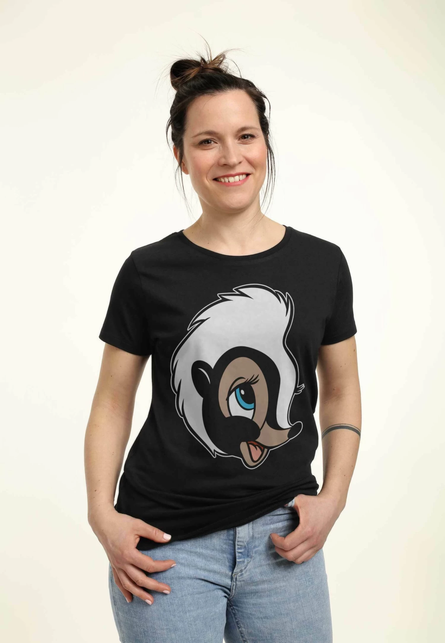 Disney Bambi Flower Big Face - T-Shirt Print - Black 3 Disney Bambi Flower Big Face - T-Shirt Print - Black - Afbeelding 3