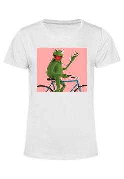 Disney Muppets Biking Kermit - T-Shirt Print - White -Mode Verkoop cfd0244c33d14147b658496363d48d3d