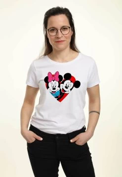 Disney Mickey Mouse Mickey Minnie Heart - T-Shirt Print - White