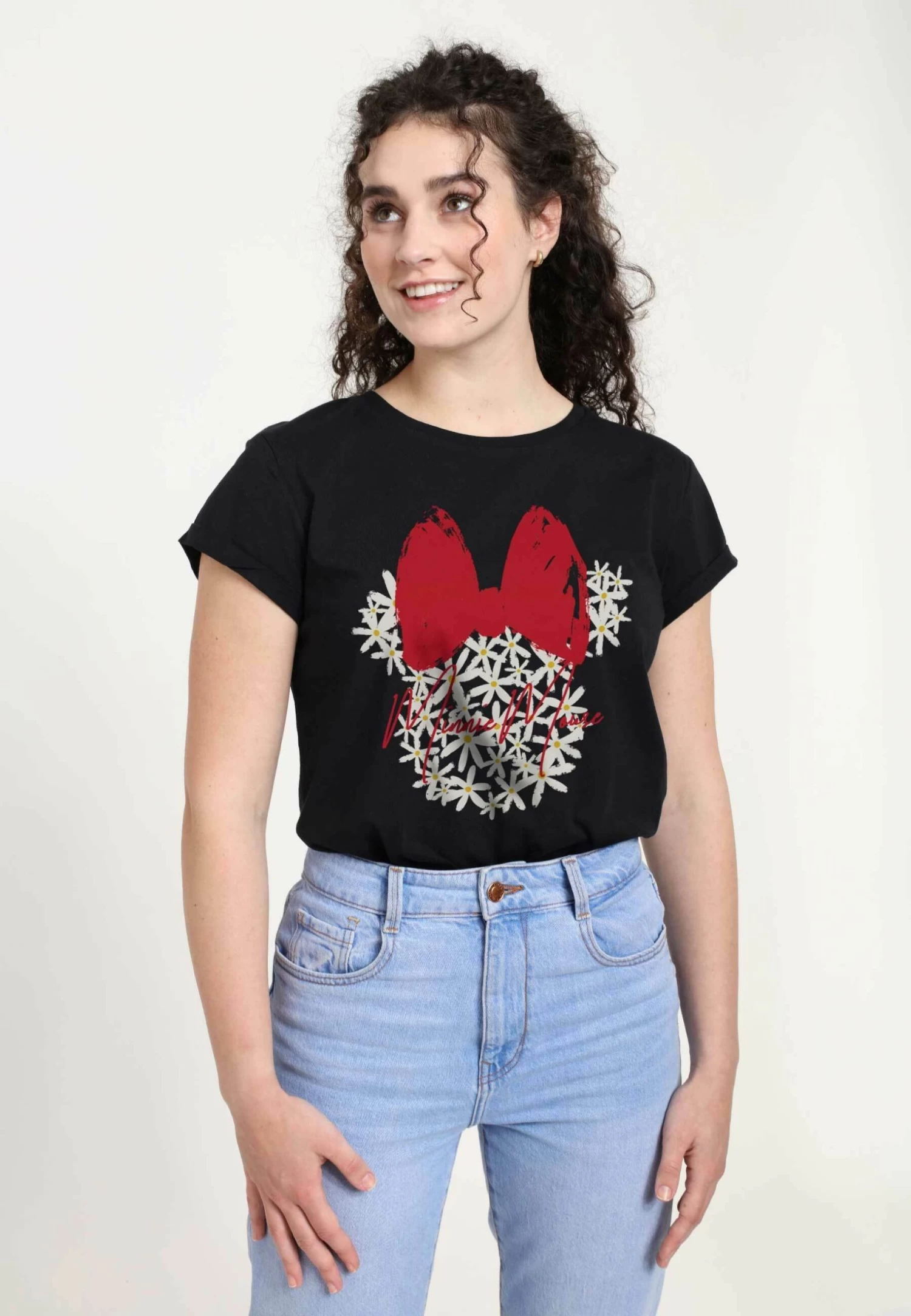 Disney Mickey Classic Floral Minnie - T-Shirt Print - Black 4 Disney Mickey Classic Floral Minnie - T-Shirt Print - Black - Afbeelding 4