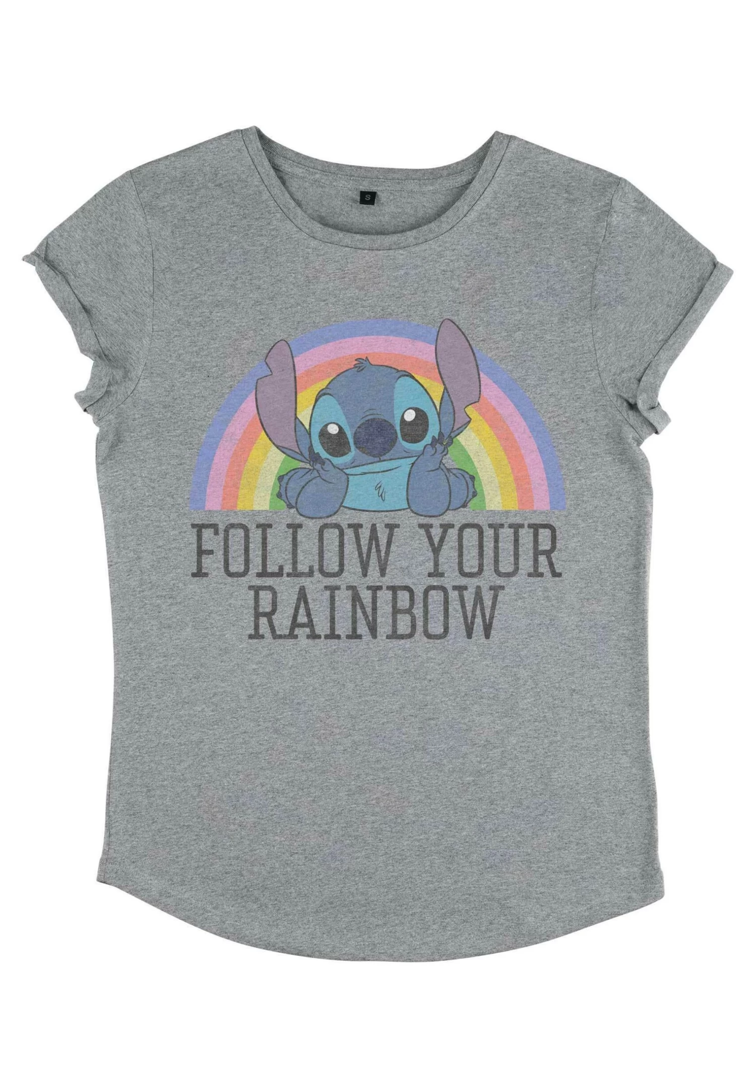 Disney Lilo & Stitch Stitch Rainbow - T-Shirt Print - Melange Grey 3 Disney Lilo & Stitch Stitch Rainbow - T-Shirt Print - Melange Grey - Afbeelding 3