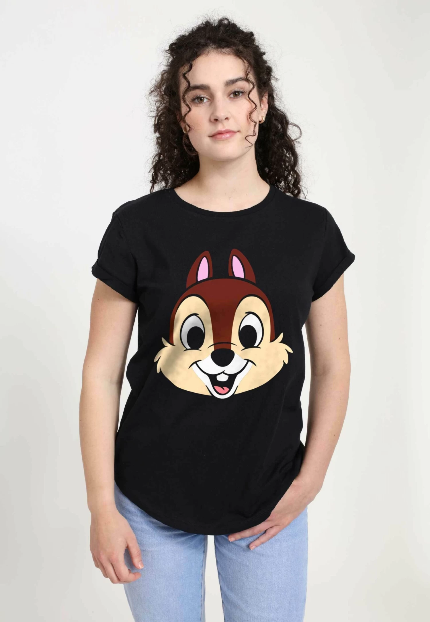 Disney Mickey & Friends Chip Big Face - T-Shirt Print - Black 1 Disney Mickey & Friends Chip Big Face - T-Shirt Print - Black