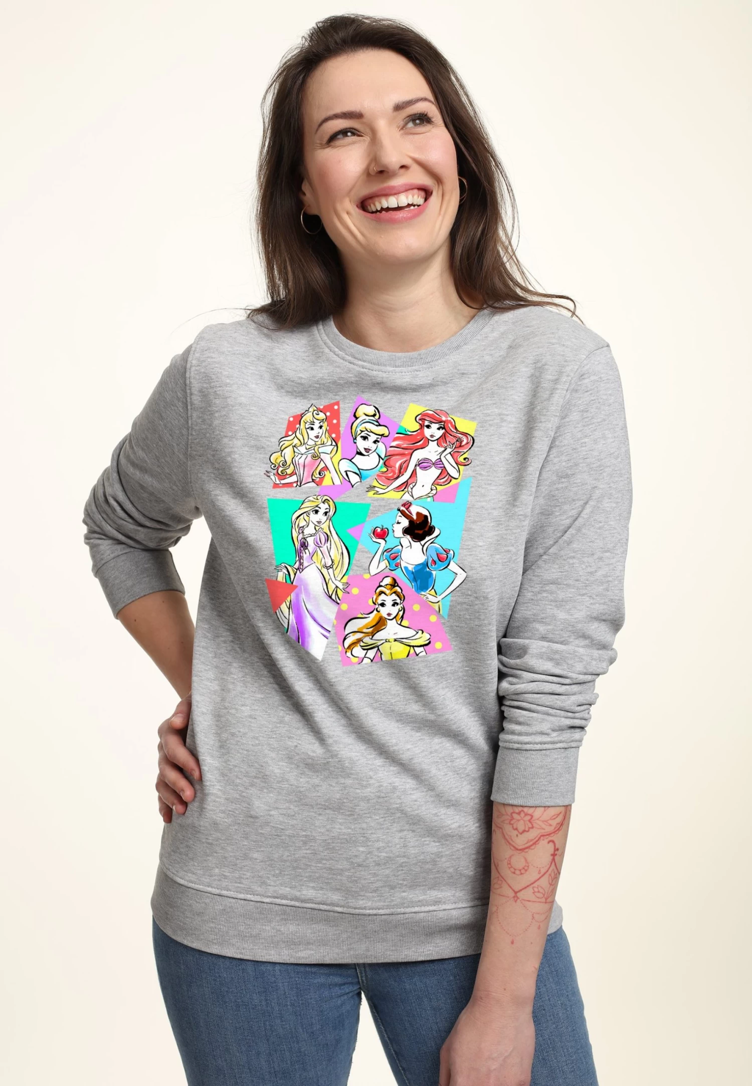 Disney Princesses Neon Pop - Sweater - Heather Grey 1 Disney Princesses Neon Pop - Sweater - Heather Grey