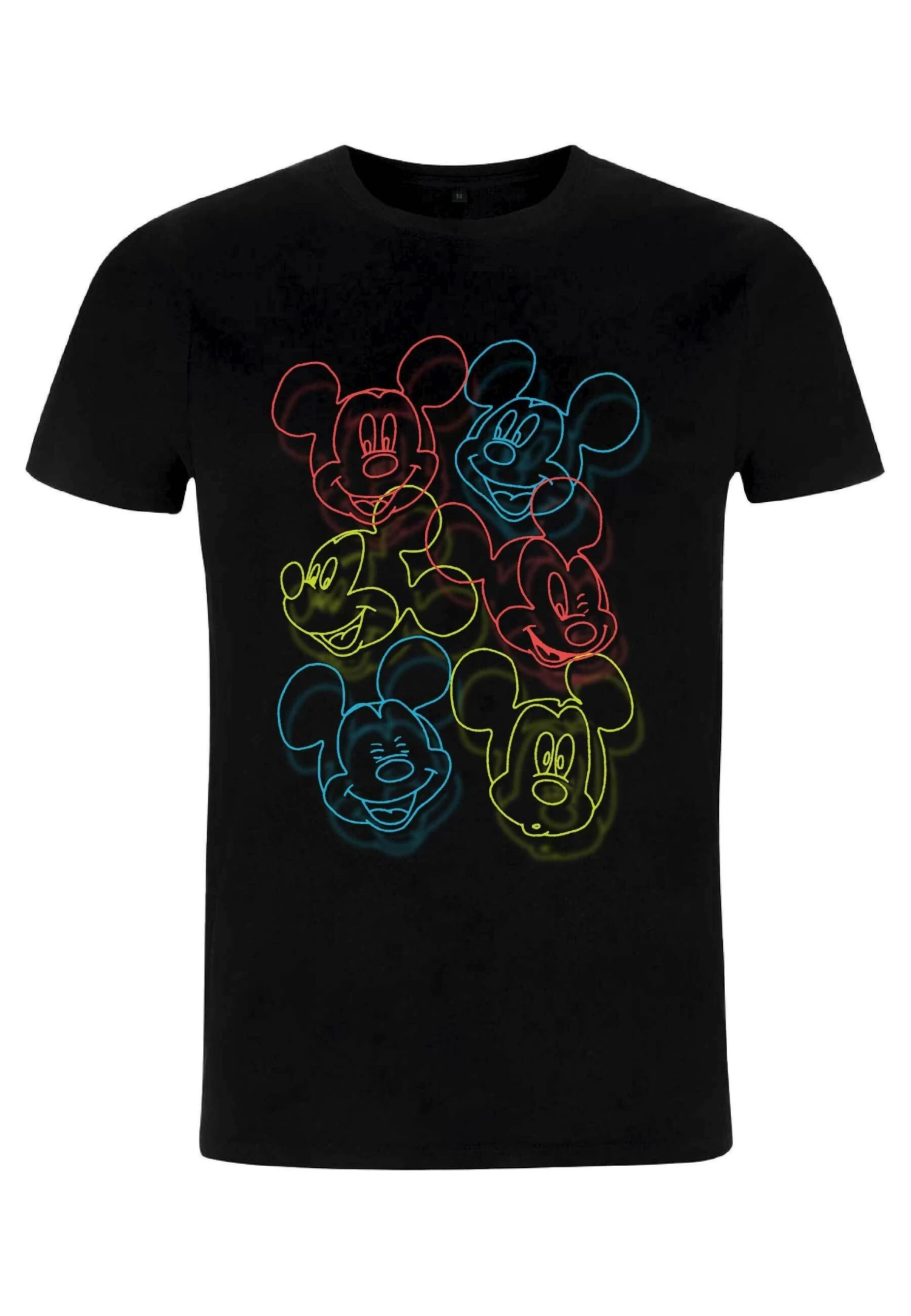 Disney Classic Mickey Neon Heads Unisex - T-Shirt Print - Black 4 Disney Classic Mickey Neon Heads Unisex - T-Shirt Print - Black - Afbeelding 4