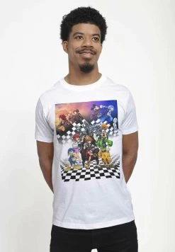 Disney Kingdom Hearts Group Checkers Unisex - T-Shirt Print - White -Mode Verkoop d863283259034ca094eebdf52e6c6d0e