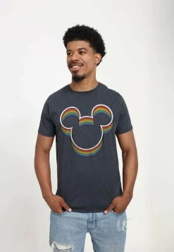 Disney Mickey Classic Rainbow Ears Unisex - T-Shirt Print - Melange Black -Mode Verkoop e635ce9d28124b4993fd44b60141f099