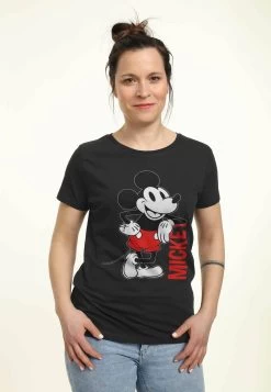 Disney Mickey Mouse And Friends Leaning - T-Shirt Print - Black