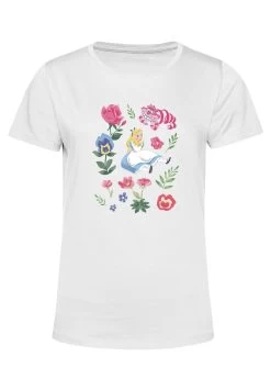 Disney Alice In Wonderland Alice Friends Flowers - T-Shirt Print - White -Mode Verkoop eb584ce81272450b9313497d1db981f7