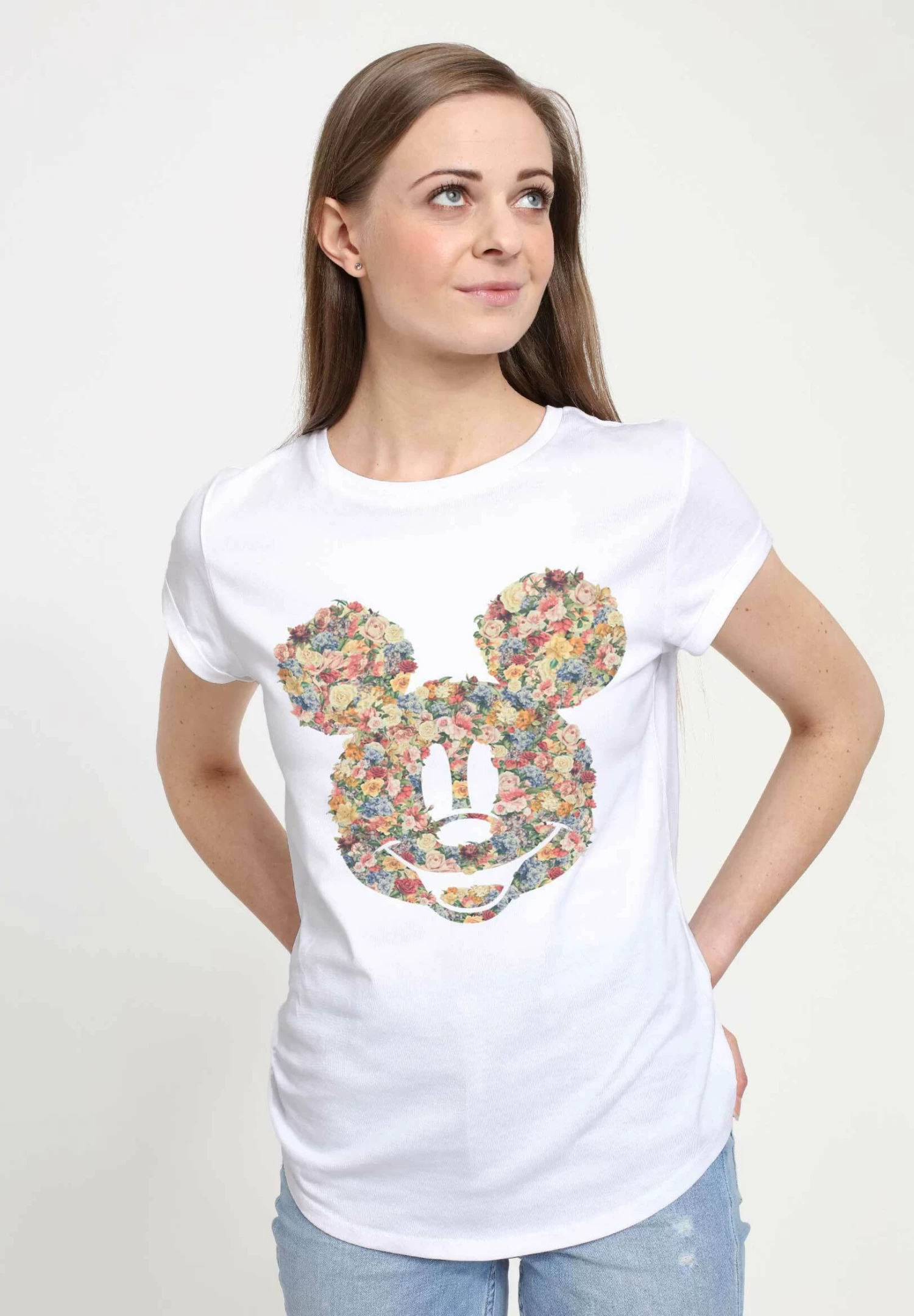 Disney Mickey Classic Floral Mickey - T-Shirt Print - White 4 Disney Mickey Classic Floral Mickey - T-Shirt Print - White - Afbeelding 4