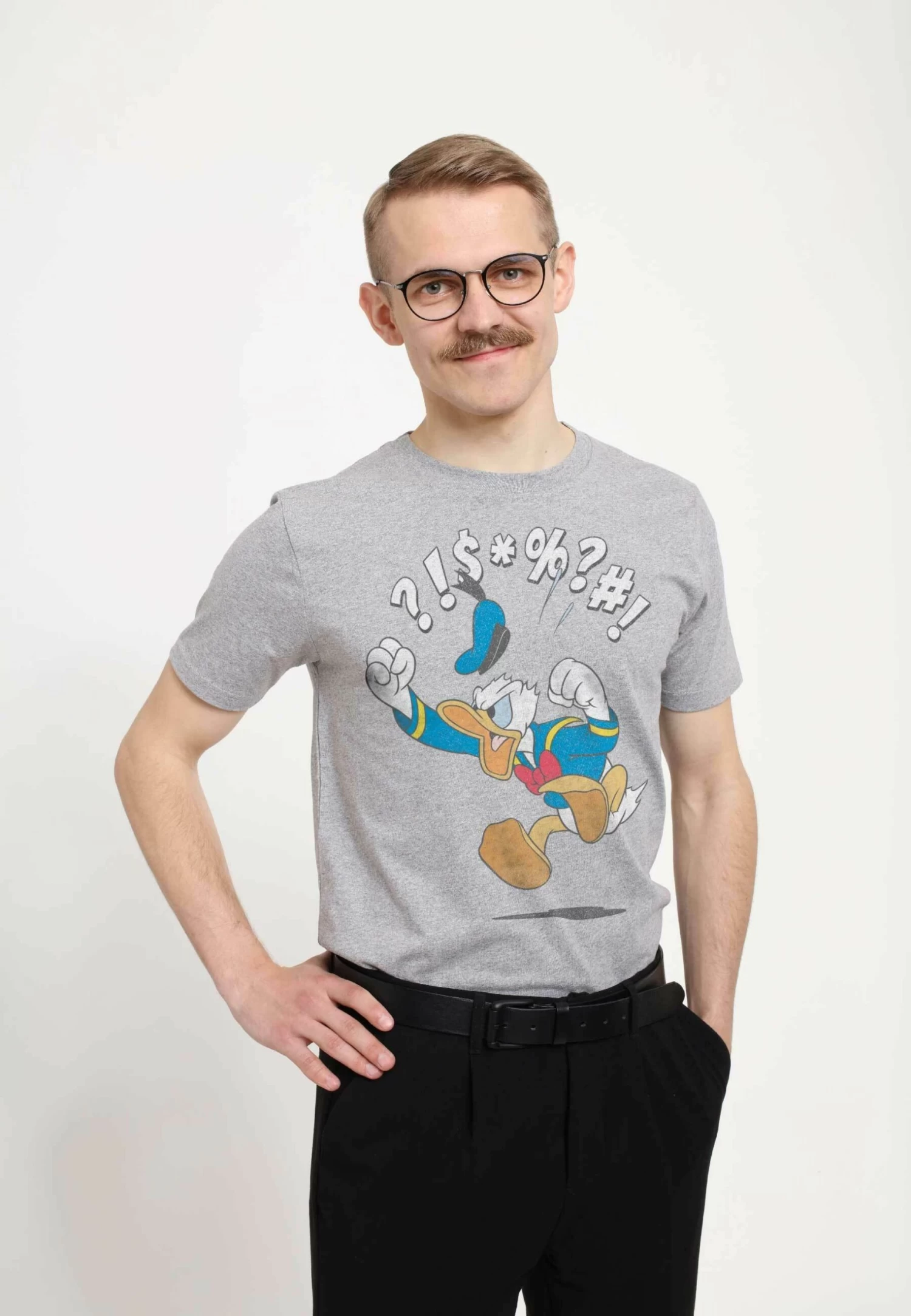 Disney Mickey Classic Donald Jump Unisex - T-Shirt Print - Melange Grey 3 Disney Mickey Classic Donald Jump Unisex - T-Shirt Print - Melange Grey - Afbeelding 3